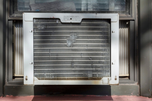 close up image of a window air conditioner