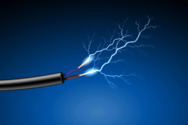 electric cord with sparks depicting electrical safety