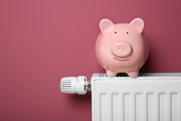 Piggy bank on home heating radiator