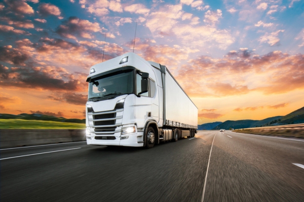 container truck during sunset